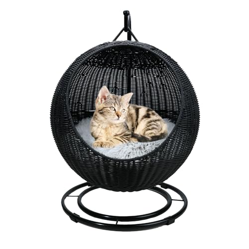 QLXYYFC Cat Supplies Katzenschaukelbett, Katzensitzstange, Atmungsaktiv, Einfache Montage mit Abnehmbarem Kissen und Hängendem Ball, für Katzen und Kleine Hunde Im Innenbereich (Color : Noir, Size : von QLXYYFC