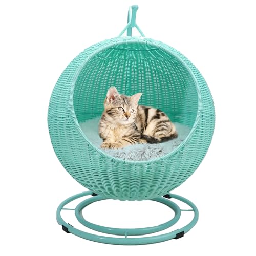 QLXYYFC Cat Supplies Katzenschaukelbett, Katzensitzstange, Atmungsaktiv, Einfache Montage mit Abnehmbarem Kissen und Hängendem Ball, für Katzen und Kleine Hunde Im Innenbereich (Color : Verde, Size von QLXYYFC