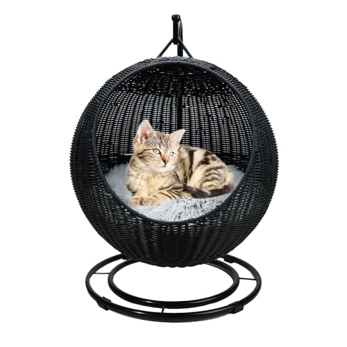 QLXYYFC Katzenbett, Hängeschaukel, Eierstuhl, Katzenschaukelbett, Waschbar, Haustierschaukel für Katzen, Kleine Hunde, Kleine Tiere, Atmungsaktiv, Einfache Montage Drinnen und Draußen (Color : Noir, von QLXYYFC