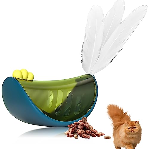 QMAAAYS Katzenfutterspender, Katzenspielzeug, Kükenform, Tumbler, Katzenspielzeug, interaktiver Futterspender, für Katzen jeden Alters/Indoor-Katzen (blau) von QMAAAYS
