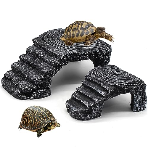 QMAAAYS Schildkröten-Abdeckplattform Schildkrötenzubehör Schildkrötenhöhle Reptilien Versteck Ruhe Terrasse Schwimmende Schildkrötenablage Plattform Harz Zubehör Aquarium Ornament(2pcs) von QMAAAYS