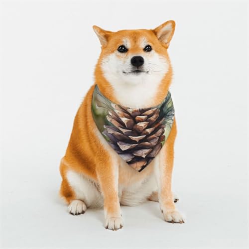 Hundehalstuch, Aquarell, Tannenzapfen, verstellbar, Haustierhalstücher für Hunde, Weihnachten, Haustier-Schal, Dreieck-Lätzchen, Halstuch, weich, atmungsaktiv, Welpen-Bandana für kleine, mittelgroße von QMNEHJ