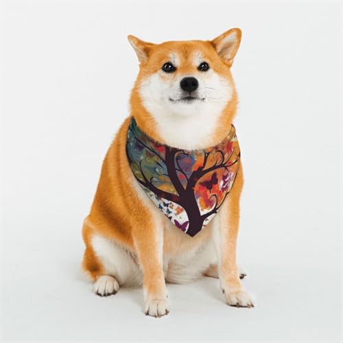 Hundehalstuch, Baum mit Schmetterlingen, verstellbar, Haustierhalstücher für Hunde, Weihnachten, Haustier-Schal, Dreieck-Lätzchen, Halstuch, weich, atmungsaktiv, Welpen-Bandana für kleine, mittelgroße Hundehalstuch, Baum mit Schmetterlingen, verstellbar, Haustierhalstücher für Hunde, Weihnachten, Haustier-Schal, Dreieck-Lätzchen, Halstuch, weich, atmungsaktiv, Welpen-Bandana für kleine, mittelgroße von QMNEHJ