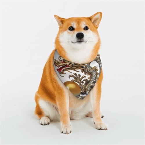 Hundehalstuch, Drachen mit Perle, verstellbar, Haustierhalstücher für Hunde, Weihnachten, Haustier-Schal, Dreieck-Lätzchen, Halstuch, weich, atmungsaktiv, Welpen-Bandana für kleine, mittelgroße und Hundehalstuch, Drachen mit Perle, verstellbar, Haustierhalstücher für Hunde, Weihnachten, Haustier-Schal, Dreieck-Lätzchen, Halstuch, weich, atmungsaktiv, Welpen-Bandana für kleine, mittelgroße und von QMNEHJ