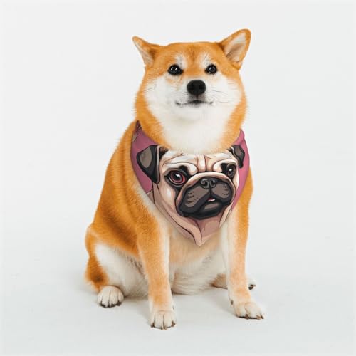 Hundehalstuch, Mops, Pizza, verstellbar, Haustierhalstücher für Hunde, Weihnachten, Haustier-Schal, Dreieck-Lätzchen, Halstuch, weich, atmungsaktiv, Welpen-Bandana für kleine, mittelgroße und große von QMNEHJ