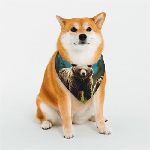Hundehalstuch, Motiv: Fluss, Bär, Mutter, verstellbar, Haustierhalstücher für Hunde, Weihnachten, Haustier-Schal, Dreieck-Lätzchen, Halstuch, weich, atmungsaktiv, Welpen-Bandana für kleine, von QMNEHJ