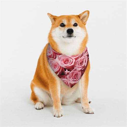 Hundehalstuch, Motiv: Rosen und Herz, verstellbare Haustierhalstücher für Hunde, Weihnachten, Haustier-Schal, Dreieck-Lätzchen, Halstuch, weich, atmungsaktiv, Welpen-Bandana für kleine, mittelgroße Hundehalstuch, Motiv: Rosen und Herz, verstellbare Haustierhalstücher für Hunde, Weihnachten, Haustier-Schal, Dreieck-Lätzchen, Halstuch, weich, atmungsaktiv, Welpen-Bandana für kleine, mittelgroße von QMNEHJ