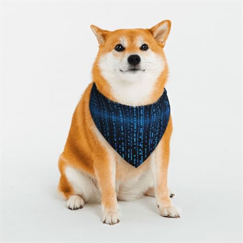 Hundehalstuch, Motiv: blaue Binärmatrix, verstellbare Haustierhalstücher für Hunde, Weihnachten, Haustier-Schal, Dreieck-Lätzchen, Halstuch, weich, atmungsaktiv, Welpen-Bandana für kleine, mittelgroße von QMNEHJ
