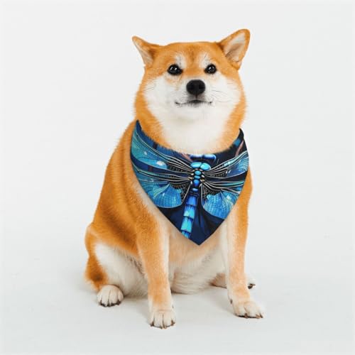 Hundehalstuch, Motiv: blaue Libelle, verstellbare Haustierhalstücher für Hunde, Weihnachten, Haustier-Schal, Dreieck-Lätzchen, Halstuch, weich, atmungsaktiv, Welpen-Bandana für kleine, mittelgroße und von QMNEHJ