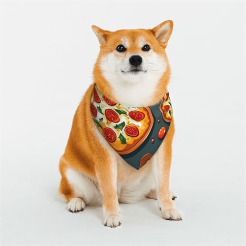 Hundehalstuch, Pizza, Futter, verstellbare Haustierhalstücher für Hunde, Weihnachten, Haustier-Schal, Dreieck-Lätzchen, Halstuch, weich, atmungsaktiv, Welpen-Bandana für kleine, mittelgroße und große von QMNEHJ