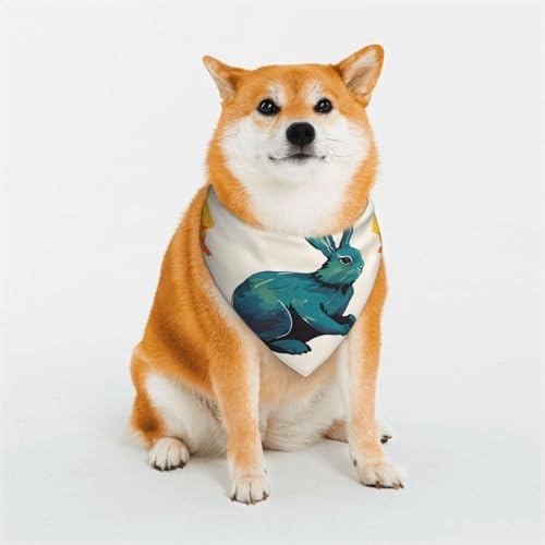 Hundehalstuch, Regenbogen, Kaninchen, verstellbar, Haustierhalstücher für Hunde, Weihnachten, Haustier-Schal, Dreieck-Lätzchen, Halstuch, weich, atmungsaktiv, Welpen-Bandana für kleine, mittelgroße von QMNEHJ
