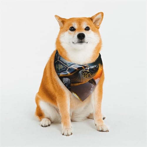 Hundehalstuch, Schildkröten, aus Orangen, verstellbar, Haustierhalstücher für Hunde, Weihnachten, Haustier-Schal, Dreieck-Lätzchen, Halstuch, weich, atmungsaktiv, Welpen-Bandana für kleine, von QMNEHJ