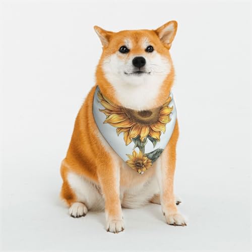 Hundehalstuch, Sonnenblume, handbemalt, Blumenmuster, verstellbar, Haustierhalstücher für Hunde, Weihnachten, Haustier-Schal, Dreieck-Lätzchen, Halstuch, weich, atmungsaktiv, Welpen-Bandana für von QMNEHJ