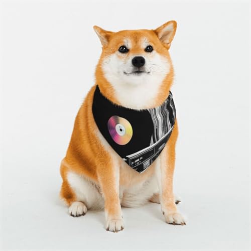 Hundehalstuch, Vinyl-Schallplatten, verstellbar, Haustierhalstücher für Hunde, Weihnachten, Haustier-Schal, Dreieck-Lätzchen, Halstuch, weich, atmungsaktiv, Welpen-Bandana für kleine, mittelgroße und Hundehalstuch, Vinyl-Schallplatten, verstellbar, Haustierhalstücher für Hunde, Weihnachten, Haustier-Schal, Dreieck-Lätzchen, Halstuch, weich, atmungsaktiv, Welpen-Bandana für kleine, mittelgroße und von QMNEHJ