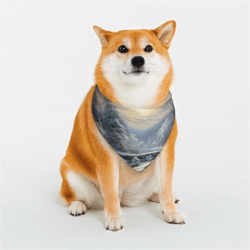 Hundehalstuch, Winter-Schneeszene, verstellbare Haustierhalstücher für Hunde, Weihnachten, Haustier-Schal, Dreieck-Lätzchen, Halstuch, weich, atmungsaktiv, Welpen-Bandana für kleine, mittelgroße und von QMNEHJ