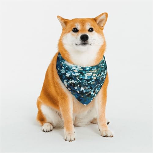 Hundehalstuch, glitzernd, blauer Hintergrund, verstellbare Haustierhalstücher für Hunde, Weihnachten, Haustier-Schal, Dreieck-Lätzchen, Halstuch, weich, atmungsaktiv, Welpen-Bandana für kleine, von QMNEHJ