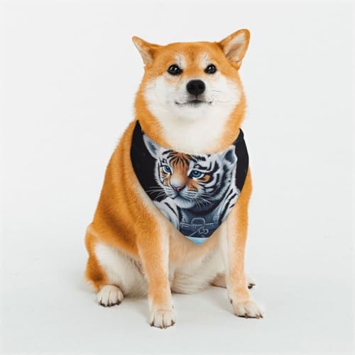 Hundehalstuch, kleiner Tiger im Weltraum, verstellbare Haustierhalstücher für Hunde, Weihnachten, Haustier-Schal, Dreieck-Lätzchen, Halstuch, weich, atmungsaktiv, Welpen-Bandana für kleine, von QMNEHJ