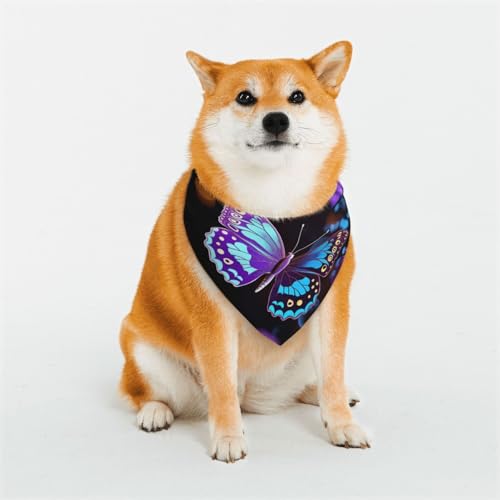 Hundehalstuch, violett, Schmetterlinge und Blumen, verstellbare Haustierhalstücher für Hunde, Weihnachten, Haustier-Schal, Dreieck-Lätzchen, Halstuch, weich, atmungsaktiv, Welpen-Bandana für kleine, Hundehalstuch, violett, Schmetterlinge und Blumen, verstellbare Haustierhalstücher für Hunde, Weihnachten, Haustier-Schal, Dreieck-Lätzchen, Halstuch, weich, atmungsaktiv, Welpen-Bandana für kleine, von QMNEHJ