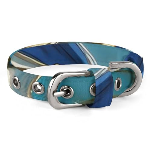 Hundehalsband, Azurit, Blaugrün und Folie, Gold, Öl-Marmor-Muster, verstellbares Haustierhalsband für kleine, mittelgroße Katzen und Hunde Hundehalsband, Azurit, Blaugrün und Folie, Gold, Öl-Marmor-Muster, verstellbares Haustierhalsband für kleine, mittelgroße Katzen und Hunde von QMNLKH
