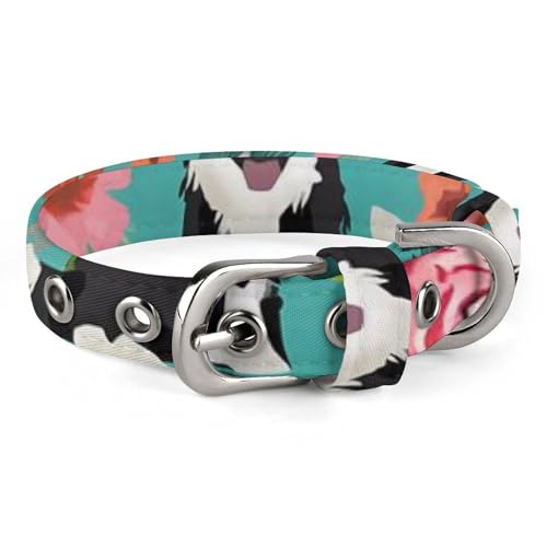 Hundehalsband, Border Collie, Blumenmuster, verstellbar, für kleine, mittelgroße Katzen und Hunde Hundehalsband, Border Collie, Blumenmuster, verstellbar, für kleine, mittelgroße Katzen und Hunde von QMNLKH