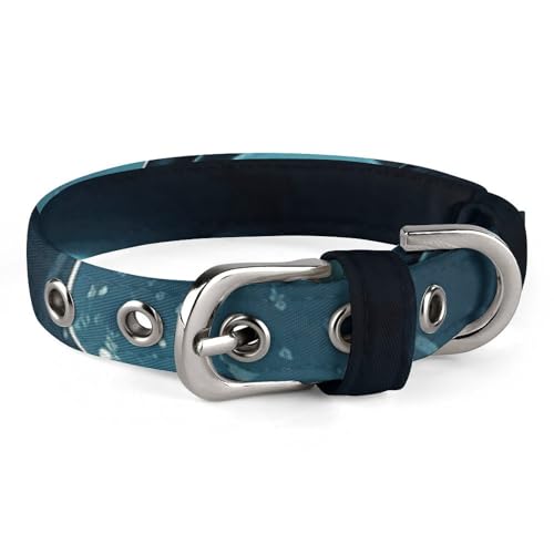 Hundehalsband, Delfin im Mondlicht, verstellbar, für kleine, mittelgroße Katzen und Hunde Hundehalsband, Delfin im Mondlicht, verstellbar, für kleine, mittelgroße Katzen und Hunde von QMNLKH