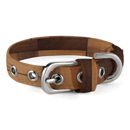 Hundehalsband, Holz, verstellbar, für kleine, mittelgroße Katzen und Hunde Hundehalsband, Holz, verstellbar, für kleine, mittelgroße Katzen und Hunde von QMNLKH