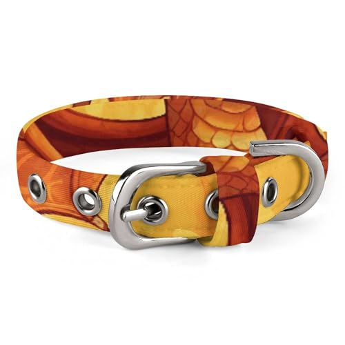 Hundehalsband, Orange, Cartoon-Drache, verstellbares Haustierhalsband für kleine, mittelgroße Katzen und Hunde Hundehalsband, Orange, Cartoon-Drache, verstellbares Haustierhalsband für kleine, mittelgroße Katzen und Hunde von QMNLKH