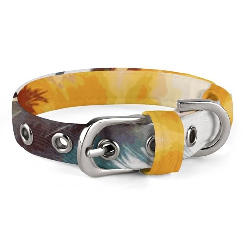 Hundehalsband, Palmen, Sonnenuntergang, verstellbar, für kleine, mittelgroße Katzen und Hunde Hundehalsband, Palmen, Sonnenuntergang, verstellbar, für kleine, mittelgroße Katzen und Hunde von QMNLKH