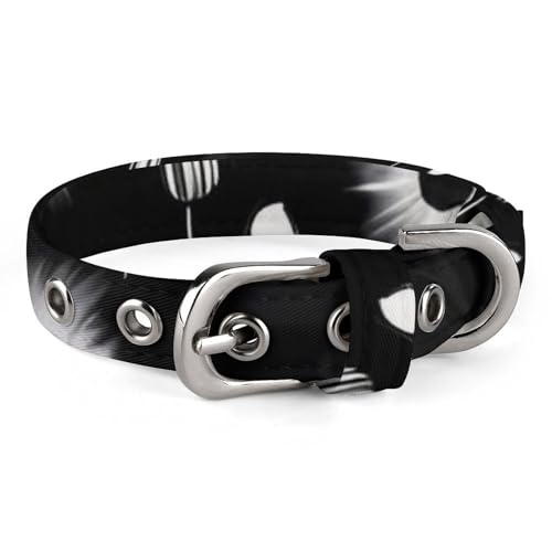 Hundehalsband, Schwarz und Weiß, Blumendruck, verstellbar, für kleine, mittelgroße Katzen und Hunde Hundehalsband, Schwarz und Weiß, Blumendruck, verstellbar, für kleine, mittelgroße Katzen und Hunde von QMNLKH