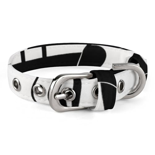 Hundehalsband, Schwarz und Weiß, Musiknoten, verstellbar, für kleine, mittelgroße Katzen und Hunde Hundehalsband, Schwarz und Weiß, Musiknoten, verstellbar, für kleine, mittelgroße Katzen und Hunde von QMNLKH