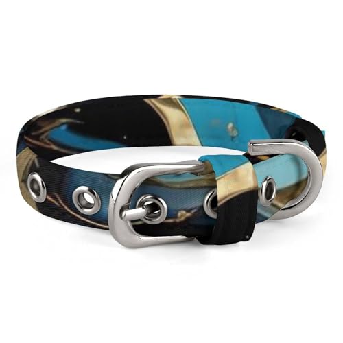 Hundehalsband, Türkis, Blau, Gold, Marmor, verstellbar, für kleine, mittelgroße Katzen und Hunde Hundehalsband, Türkis, Blau, Gold, Marmor, verstellbar, für kleine, mittelgroße Katzen und Hunde von QMNLKH