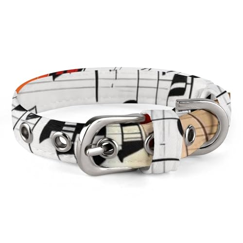 Hundehalsband, Violine, Notenblätter, verstellbar, für kleine, mittelgroße Katzen und Hunde Hundehalsband, Violine, Notenblätter, verstellbar, für kleine, mittelgroße Katzen und Hunde von QMNLKH