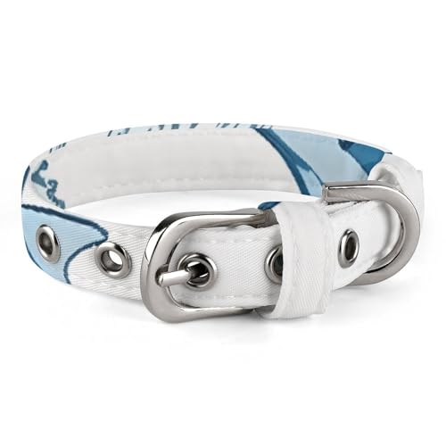 Hundehalsband, blaues Delfinmuster, verstellbares Haustierhalsband für kleine, mittelgroße Katzen und Hunde Hundehalsband, blaues Delfinmuster, verstellbares Haustierhalsband für kleine, mittelgroße Katzen und Hunde von QMNLKH