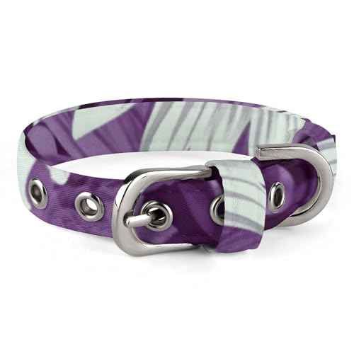 Hundehalsband, lila-weiß, Blumenmuster, verstellbar, für kleine, mittelgroße Katzen und Hunde Hundehalsband, lila-weiß, Blumenmuster, verstellbar, für kleine, mittelgroße Katzen und Hunde von QMNLKH