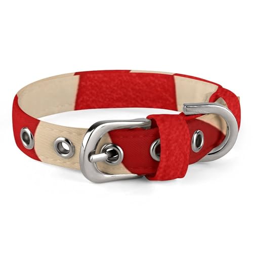 Hundehalsband, rot und weiß gestreift, verstellbar, für kleine, mittelgroße Katzen und Hunde Hundehalsband, rot und weiß gestreift, verstellbar, für kleine, mittelgroße Katzen und Hunde von QMNLKH