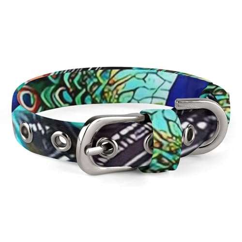 Hundehalsband, schöner Pfau, verstellbar, für kleine, mittelgroße Katzen und Hunde Hundehalsband, schöner Pfau, verstellbar, für kleine, mittelgroße Katzen und Hunde von QMNLKH