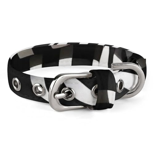 Hundehalsband, schwarz-weiß gestreift, verstellbar, für kleine, mittelgroße Katzen und Hunde Hundehalsband, schwarz-weiß gestreift, verstellbar, für kleine, mittelgroße Katzen und Hunde von QMNLKH