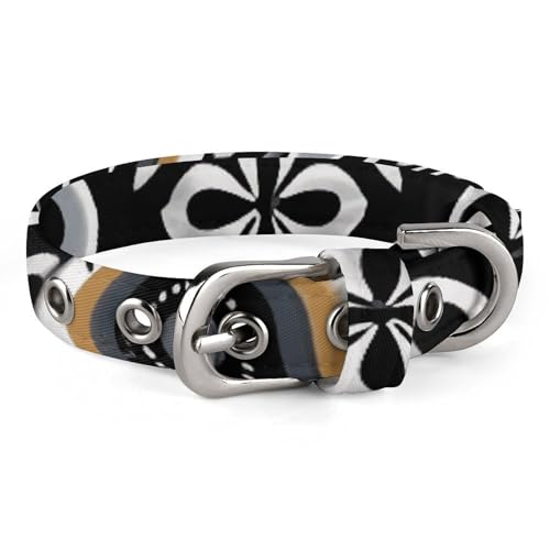 Hundehalsband, schwarz-weißes Muster, verstellbar, für kleine, mittelgroße Katzen und Hunde Hundehalsband, schwarz-weißes Muster, verstellbar, für kleine, mittelgroße Katzen und Hunde von QMNLKH