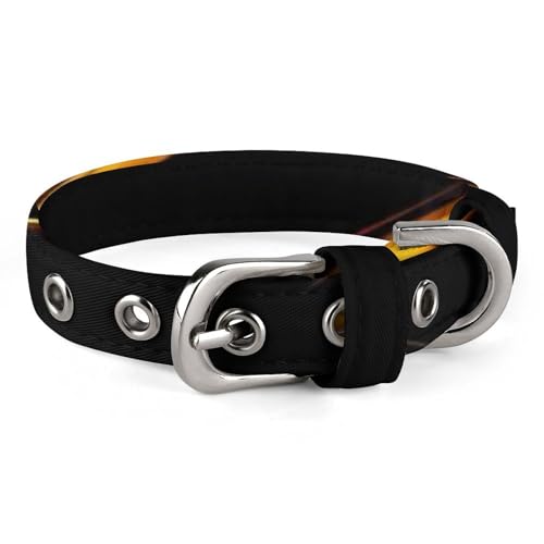 Hundehalsband, schwarzer und goldener Hintergrund, verstellbar, für kleine, mittelgroße Katzen und Hunde Hundehalsband, schwarzer und goldener Hintergrund, verstellbar, für kleine, mittelgroße Katzen und Hunde von QMNLKH