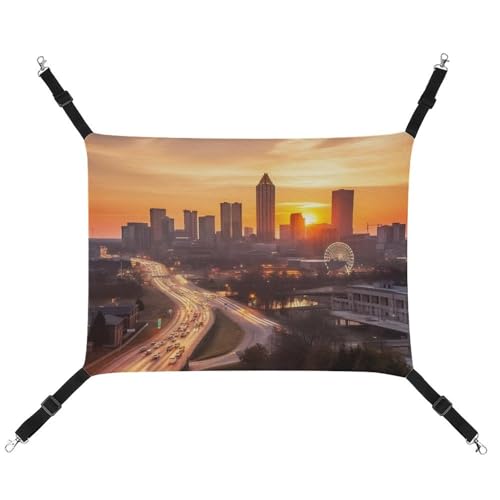 QMNVBDS Atlanta City Sonnenuntergang Landschaft Katzenhängematte Frettchen Hängematte Meerschweinchen Hängematte Ratte Hängematte Hängende Katzenbett Chinchilla Hängematte Hamster Hängematte von QMNVBDS