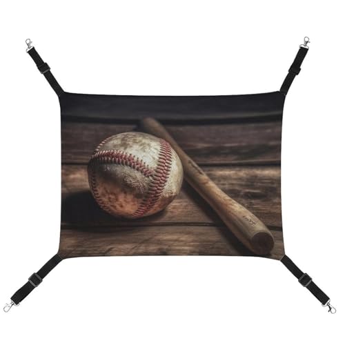 QMNVBDS Baseball On Holz Katzenhängematte Frettchen Hängematte Meerschweinchen Hängematte Ratte Hängematte Hängende Katzenbett Chinchilla Hängematte Hamster Hängematte Katzenhängematte für Käfig von QMNVBDS