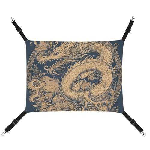 QMNVBDS Blaue orientalische Drachen-Katzen-Hängematte Frettchen-Hängematte Meerschweinchen-Hängematte Rattenhängematte Hängematte, Katzenbett, Chinchilla-Hängematte, Hamsterhängematte, von QMNVBDS