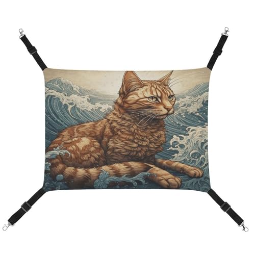 QMNVBDS Cat in The Waves Katzenhängematte Frettchen-Hängematte Meerschweinchen-Hängematte Rattenhängematte Hängematte Katzenbett Chinchilla Hängematte Hamster Hängematte Katzenhängematte für Käfig von QMNVBDS