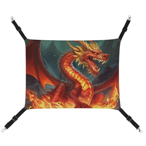 QMNVBDS Dragon King in Fire Katzenhängematte Frettchen-Hängematte Meerschweinchen-Hängematte Rattenhängematte Hängende Katzenbett Chinchilla Hängematte Hamster Hängematte Katzenhängematte für Käfig von QMNVBDS