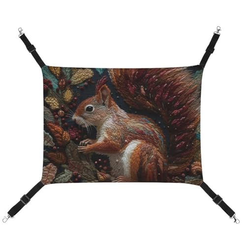 QMNVBDS Eichhörnchen-Stickerei-Katzen-Hängematte Frettchen-Hängematte Meerschweinchen-Hängematte Ratten-Hängematte Hängematte, Katzenbett, Chinchilla-Hängematte, Hamster-Hängematte, Katzenhängematte von QMNVBDS