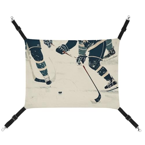 QMNVBDS Hängematte mit Eishockey-Muster, Katzenhängematte für Frettchen, Meerschweinchen, Ratten-Hängematte, Katzenbett, Chinchilla-Hängematte, Hamster-Hängematte, Katzenhängematte für Käfig, von QMNVBDS