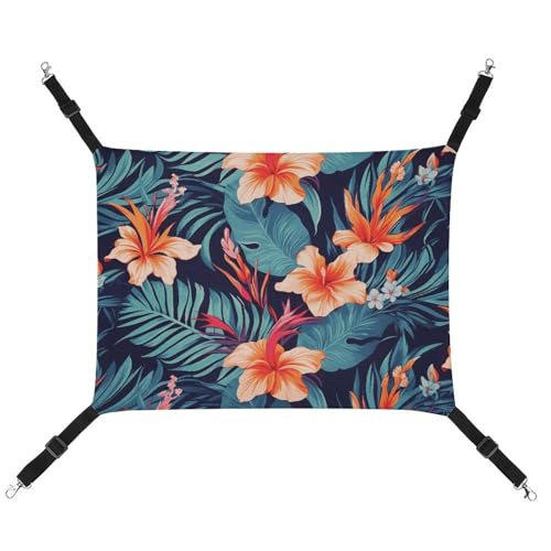 QMNVBDS Hawaii Tropische Blumen-Katzen-Hängematte Frettchen-Hängematte Meerschweinchen-Hängematte Rattenhängematte Hängematte, Katzenbett, Chinchilla-Hängematte, Hamsterhängematte, Katzenhängematte von QMNVBDS