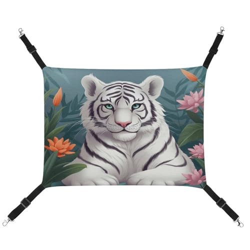 QMNVBDS Niedliche weiße Tiger-Katzen-Hängematte, Frettchen-Hängematte, Meerschweinchen-Hängematte, Ratten-Hängematte, Katzenbett, Chinchilla-Hängematte, Hamster-Hängematte, Katzenhängematte für Käfig, von QMNVBDS