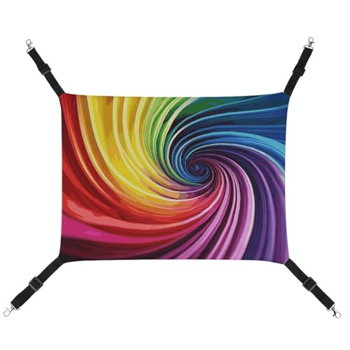 QMNVBDS Regenbogen-Spiral-Katzen-Hängematte Frettchen-Hängematte Meerschweinchen-Hängematte Ratten-Hängematte Hängematte, Katzenbett, Chinchilla-Hängematte, Hamster-Hängematte, Katzenhängematte für von QMNVBDS