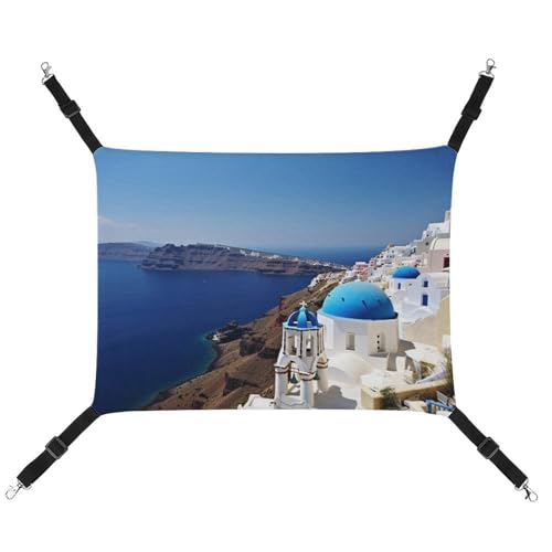 QMNVBDS Santorini Griechische Insel Meerblick Katzenhängematte Frettchen Hängematte Meerschweinchen Hängematte Ratte Hängematte Hängende Katzenbett Chinchilla Hängematte Hamster Hängematte von QMNVBDS